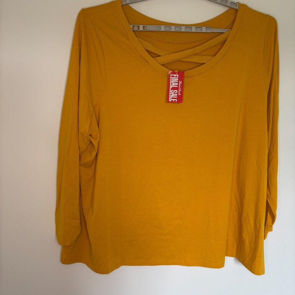 ANY BODY NEW Cozy Knit Long Sleeve Criss Cross Detail Womens 5X Gold Stretch